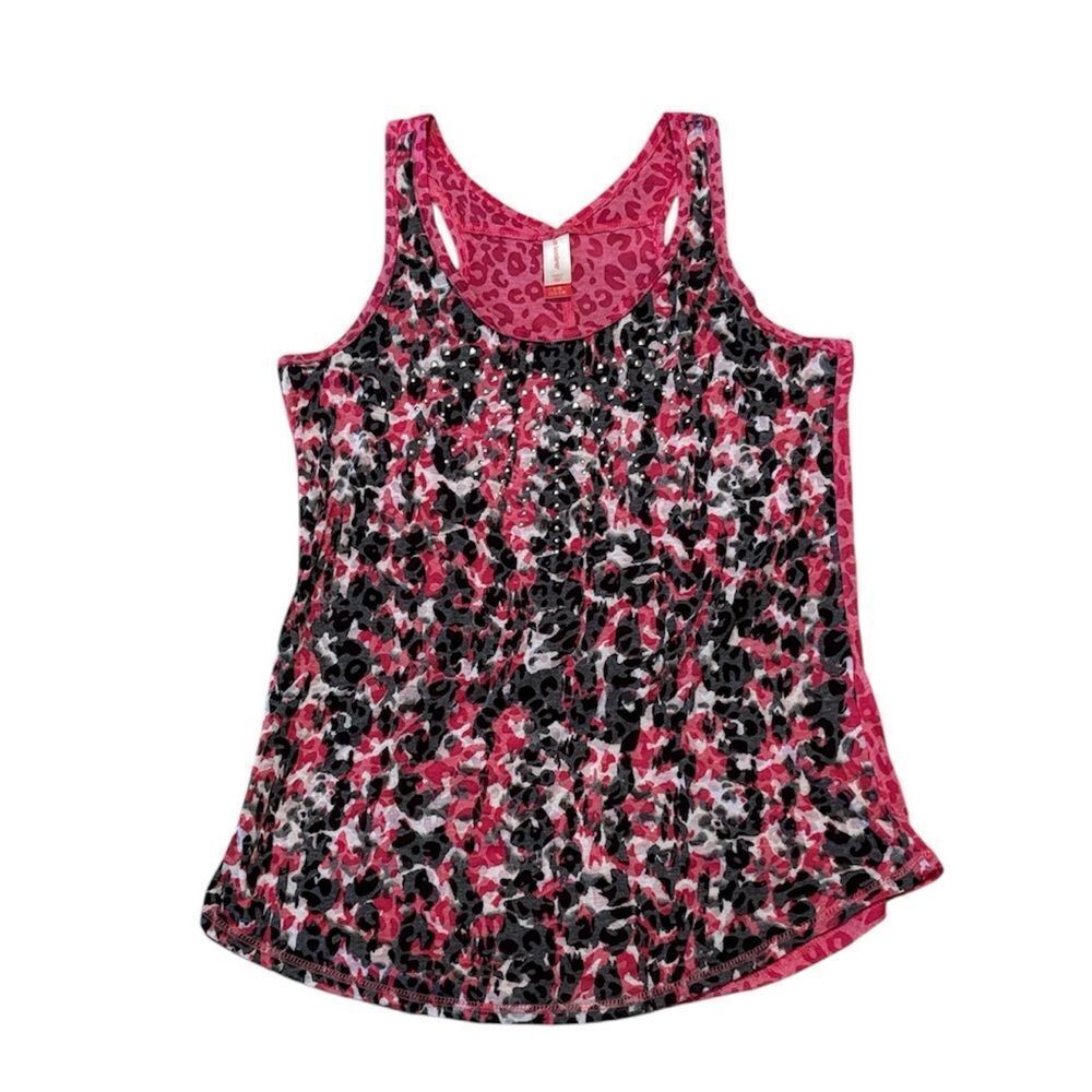 No Boundaries 2010s Leopard Print Pink and Black Tank Top, Junior’s Large
